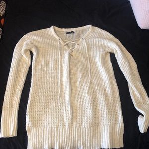 American eagle lace up sweater - white